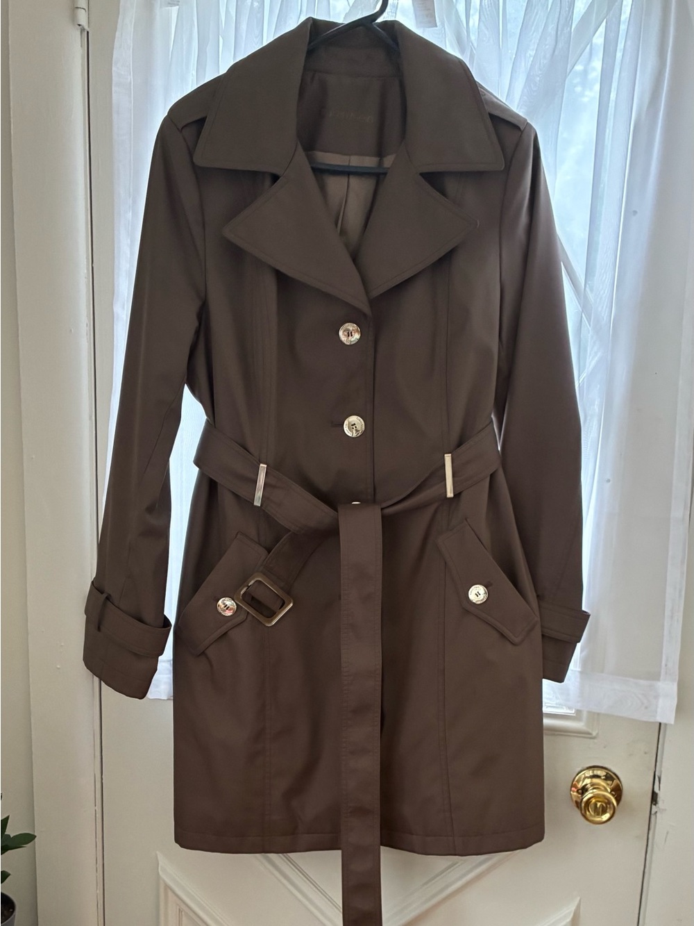 Calvin Klein Dark Brown Belted Trench Coat